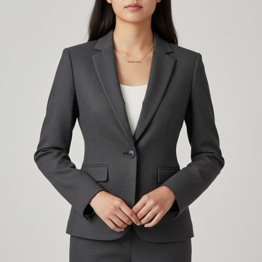 LOFT | Gray Stitch Detailed Pleated Pocket Blazer Jacket Sz 00